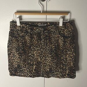 Leopard Corduroy Mini Skirt